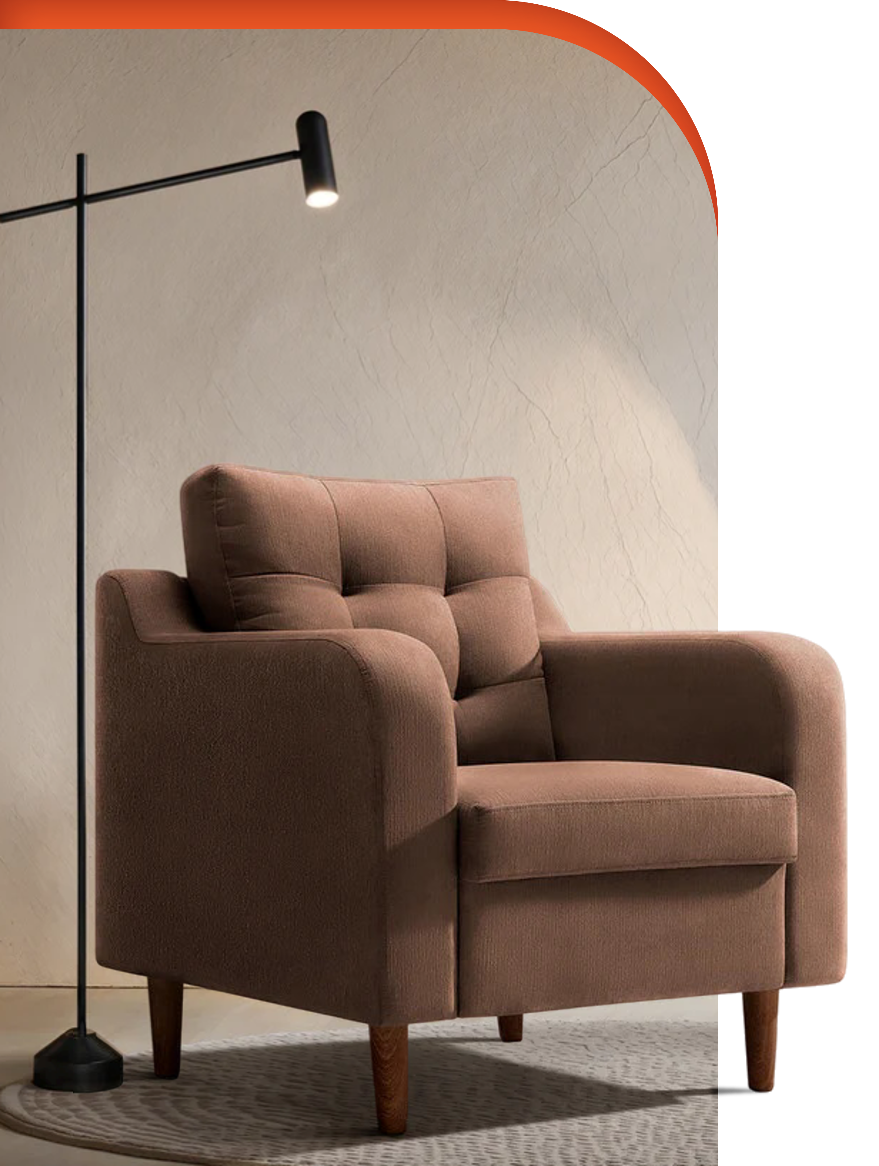 Brown armchair in a room